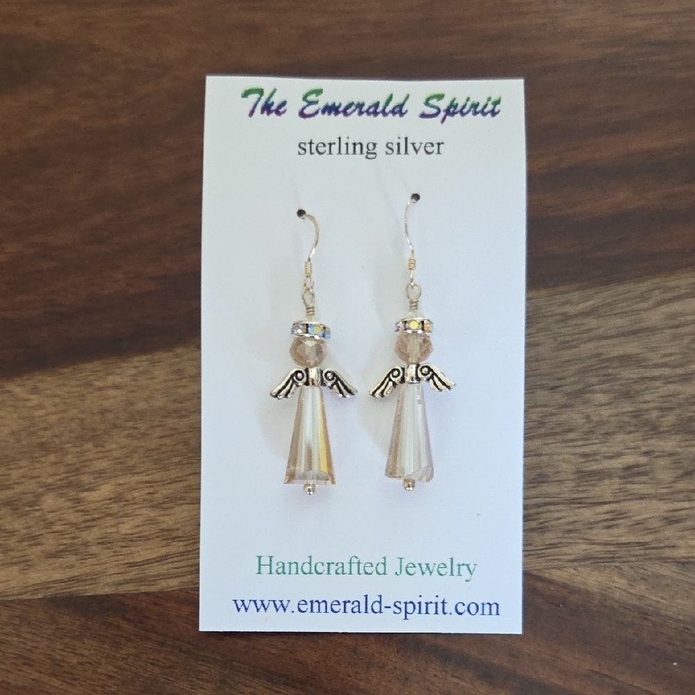 Sterling Silver Golden Angel Earrings